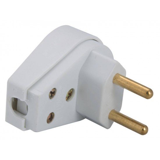 PLUGUE ANGULAR 2P EM TERMOPLASTICO COM COMPONENTES METALICOS 10A 250V CINZA TRAMONTINA