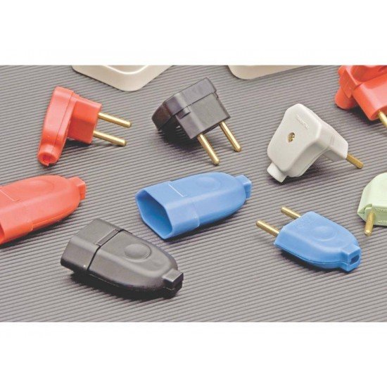 KIT 20 UNI PLUGUE MACHO 2P TERMOPLASTICO C COMPONENTES METALICOS 10A 250V BRANCO TRAMONTINA