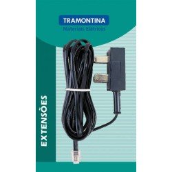 EXTENSAO TELEFONICA LISA PARA TOMADA PADRAO TELEBRAS COM ADAPTADOR RJ11 5 METROS TRAMONTINA
