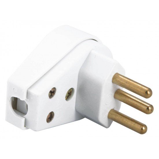 KIT 20 UNI PLUGUE ANGULAR 2P + T TERMOPLASTICO C COMPONENTES METALICOS 10A 250V BRANCO TRAMONTINA