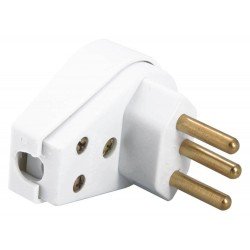 KIT 20 UNI PLUGUE ANGULAR 2P + T TERMOPLASTICO C COMPONENTES METALICOS 10A 250V BRANCO TRAMONTINA