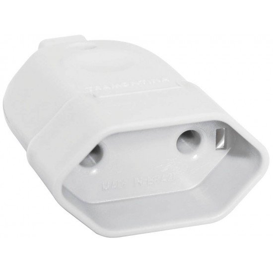 PLUGUE FEMEA 2P TERMOPLASTICO C COMPONENTES METALICOS 10A 250V BRANCO TRAMONTINA