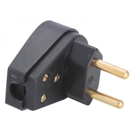 PLUGUE ANGULAR 2P TERMOPLASTICO C COMPONENTES METALICOS 10A 250V PRETO TRAMONTINA