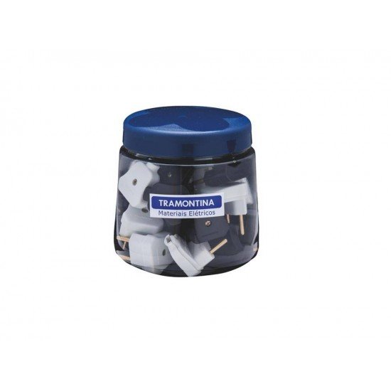 POTE 24 UNI PLUGUE ANGULAR 2P TERMOPL COMPONENTES METAL10A 250V PRETO E BRANCO TRAMONTINA