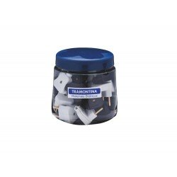 POTE 24 UNI PLUGUE ANGULAR 2P TERMOPL COMPONENTES METAL10A 250V PRETO E BRANCO TRAMONTINA