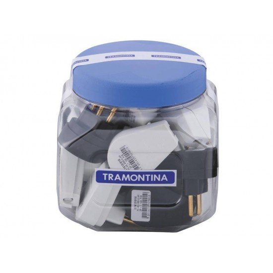MINIPOTE 20 UNI PLUGUE ANGULAR 2P + T EM TERMOPLASTICO COMPON METAL 10A 250V TRAMONTINA