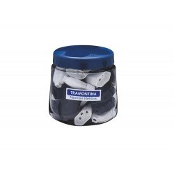 POTE 14 UNI PLUGUE FEMEA 2P + T EM TERMOPLASTICO COMP MET 20A 250V PRETO E BRANCO TRAMONTINA