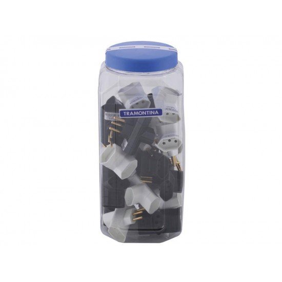 POTE 24 UNI PLUGUE T 2P + T 10A 250V BRANCO E  PRETO TRAMONTINA