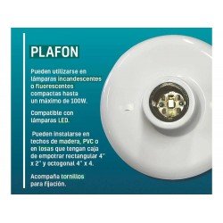 KIT 10 UNI PLAFON E27 100W COM SOQUETE EM POLICARBONATO TRAMONTINA