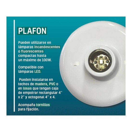 PLAFON E27 100W COM SOQUETE EM POLICARBONATO TRAMONTINA