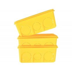 CAIXA DE EMBUTIR QUADRADA 4X4 EM TERMOPLASTICO AMARELA TRAMONTINA