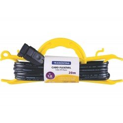 EXTENSAO DE CABIDE 20M CABO 1,0MM EM TERMOPLASTICO C COMPON.METALICOS 600 1200W TRAMONTINA BIVOLT