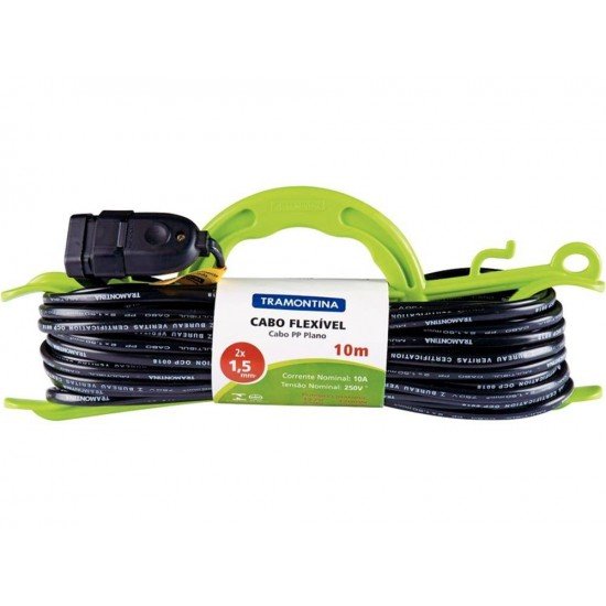 EXTENSAO DE CABIDE 10M CABO 1,5MM EM TERMOPLASTICO C COMPON.METALICOS 1200 2200W TRAMONTINA BIVOLT