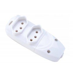 KIT 3 UNI REGUA EM TERMOPLASTICO 2 TOMADAS 2P + T COMPONENENTES METALICOS 10A 250V BRANCO TRAMONTINA