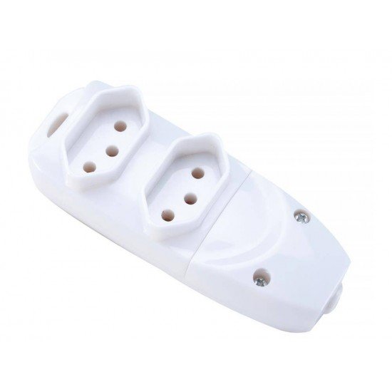 REGUA EM TERMOPLASTICO 2 TOMADAS 2P + T COMPONENENTES METALICOS 10A 250V BRANCO TRAMONTINA