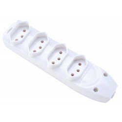 KIT 3 UNI REGUA EM TERMOPLASTICO 4 TOMADAS 2P + T COMPONENENTES METALICOS 10A 250V BRANCO TRAMONTINA