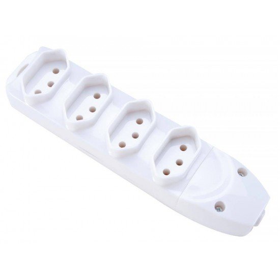 REGUA EM TERMOPLASTICO 4 TOMADAS 2P + T COMPONENENTES METALICOS 10A 250V BRANCO TRAMONTINA