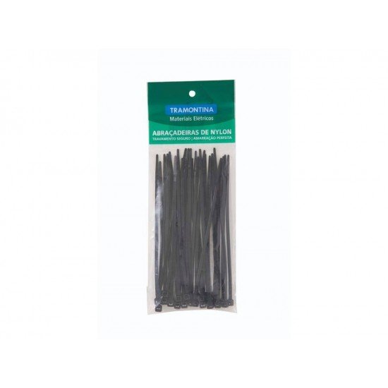 PACOTE COM 30 ABRACADEIRAS EM TERMOPLASTICO 95 X 2,4MM PRETA TRAMONTINA