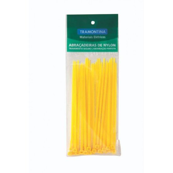 ABRACADEIRA NYLON 95 MM X 2,4 MM COR AMARELA EMBALAGEM COM 30 UNIDADES TRAMONTINA