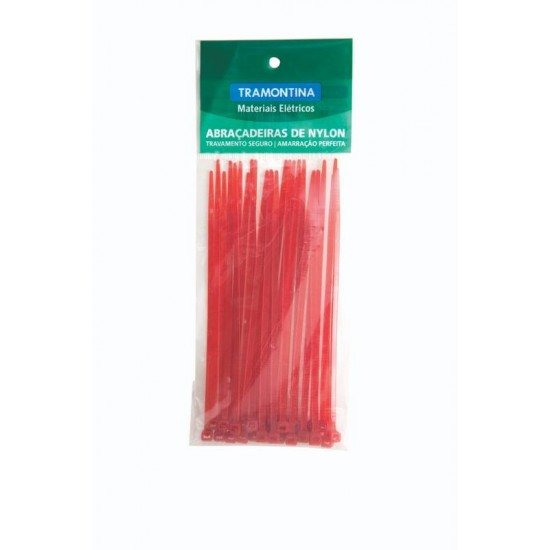 ABRACADEIRA NYLON 95 MM X 2,4 MM COR VERMELHA EMBALAGEM COM 30 UNIDADES TRAMONTINA