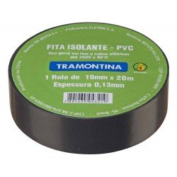 FITA ISOLANTE EM TERMOPLASTICO PRETA 10 METROS 0,13MM X 19MM TRAMONTINA