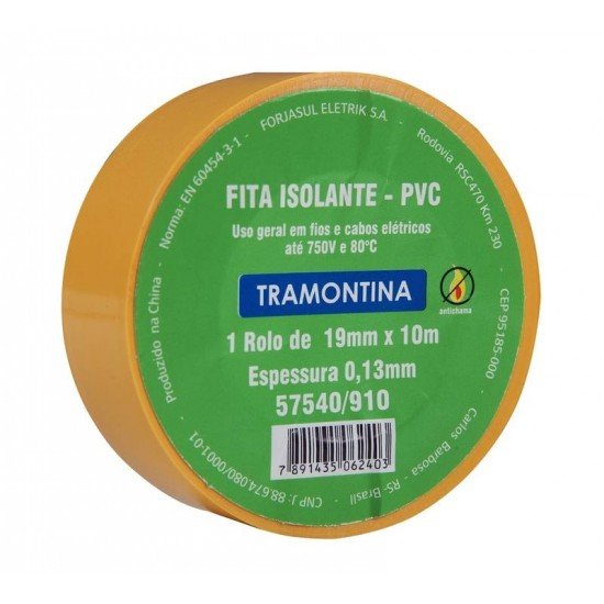 FITA ISOLANTE AMARELA 10 M 0,13 X 19 MM TRAMONTINA