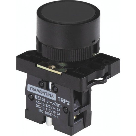 BOTAO DE IMPULSO TRP2-EA21 1NA PRETO COM BASE DE PLASTICO TRAMONTINA