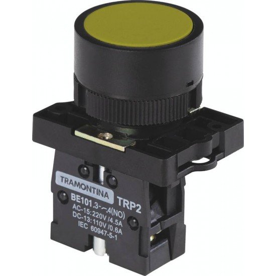 BOTAO DE IMPULSO TRP2-EA51 1NA AMARELO COM BASE DE PLASTICO TRAMONTINA