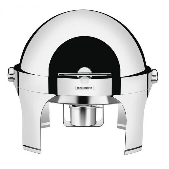 RECHAUD REDONDO EM ACO INOX BANHO MARIA TAMPA GIRATORIA COM FOGAREIRO 6,5 L TRAMONTINA