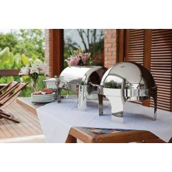 RECHAUD REDONDO EM ACO INOX BANHO MARIA TAMPA GIRATORIA 6,5 L TRAMONTINA