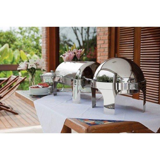 RECHAUD REDONDO EM ACO INOX BANHO MARIA TAMPA GIRATORIA 6,5 L TRAMONTINA