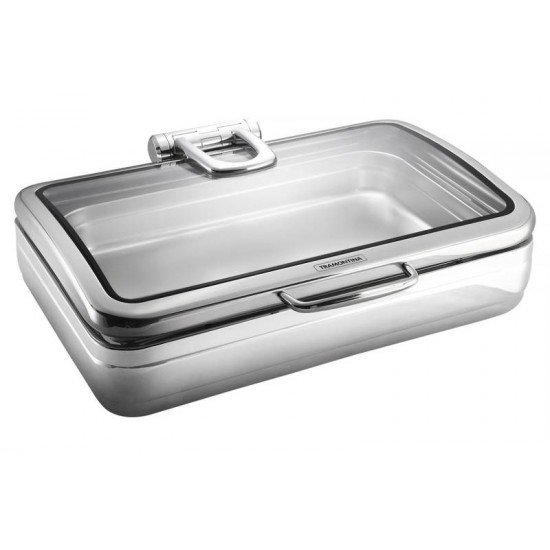 RECHAUD BANHO MARIA RETANGULAR EM ACO INOX COM TAMPA BASCULANTE E CUBA 1 1 11,2 L TRAMONTINA