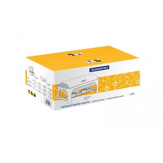 RECHAUD RETANGULAR EM ACO INOX BANHO MARIA TAMPA REMOVIVEL COM FOGAREIRO CUBA 1 1 9 L TRAMONTINA
