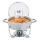 RECHAUD REDONDO EM ACO INOX BANHO MARIA COM SUPORTE PARA TAMPA E FOGAREIRO 4,3 L TRAMONTINA