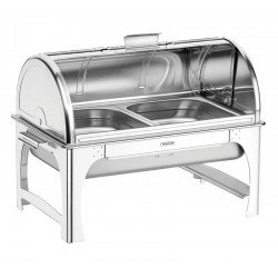 RECHAUD RETANGULAR EM ACO INOX BANHO MARIA TAMPA GIRATORIA CUBA 1 2 8,4 L TRAMONTINA