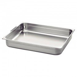 CUBA TRAMONTINA GN 2/1 EM AÇO INOX COM ALÇAS MÓVEIS PROFUNDIDADE 100 MM  - AÇO 304