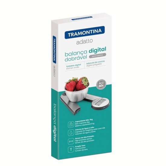 BALANÇA DIGITAL TRAMONTINA ADATTO DOBRÁVEL PARA COZINHA EM AÇO INOX