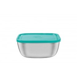 POTE FREEZINOX QUADRADO EM ACO INOX COM TAMPA PLASTICA VERDE 16 CM 1,5 L TRAMONTINA