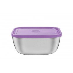 POTE FREEZINOX QUADRADO EM ACO INOX COM TAMPA PLASTICA LILAS 19 CM 2,4 L TRAMONTINA