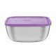 POTE FREEZINOX QUADRADO EM ACO INOX COM TAMPA PLASTICA LILAS 23 CM 4 L TRAMONTINA