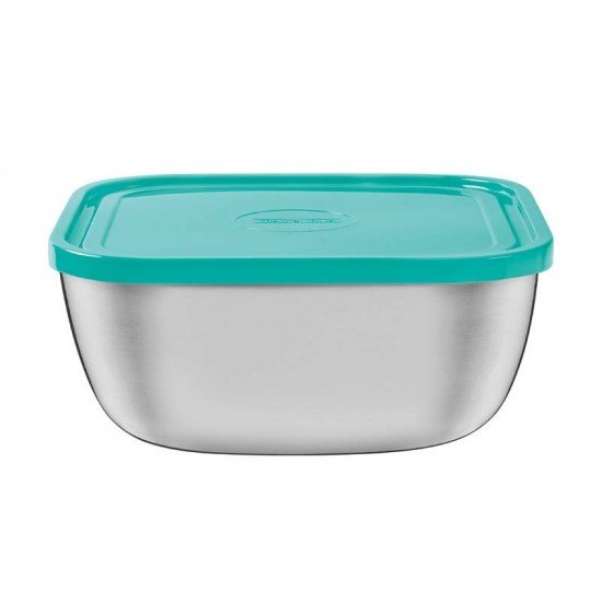 POTE FREEZINOX QUADRADO EM ACO INOX COM TAMPA PLASTICA VERDE 23 CM 4 L TRAMONTINA