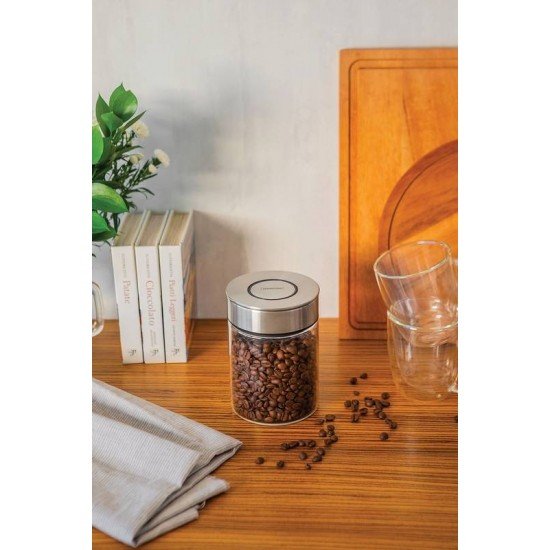 POTE DE VIDRO PUREZZA COM TAMPA DE ACO INOX 10 CM 0,7 L TRAMONTINA