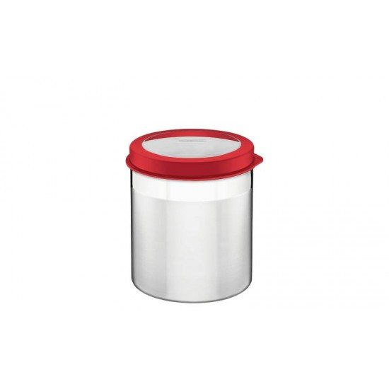 POTE CUCINA EM ACO INOX COM TAMPA PLASTICA VERMELHA E VISOR 14 CM 2,3 L TRAMONTINA