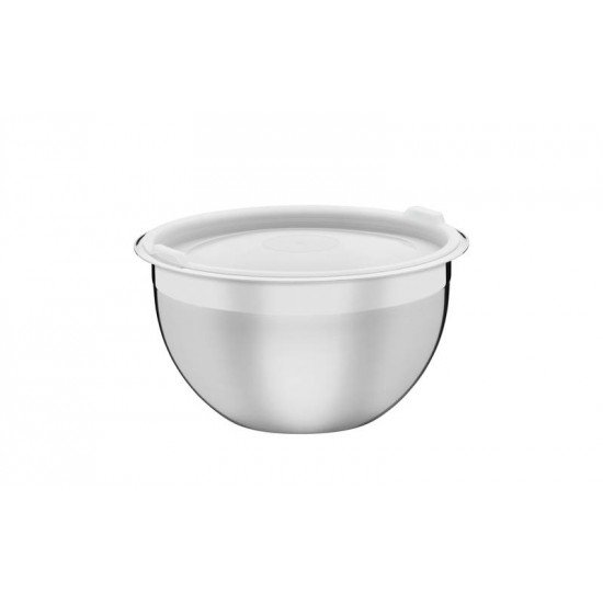 RECIPIENTE CUCINA EM ACO INOX COM TAMPA PLASTICA PREPARAR E SERVIR 16 CM 1,6 L TRAMONTINA