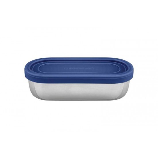 POTE PARA ALIMENTOS FREEZINOX EM ACO INOX COM TAMPA PLASTICA AZUL 0,4 L TRAMONTINA