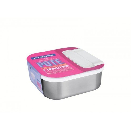 POTE TRAMONTINA FREEZINOX EM AÇO INOX QUADRADO COM TAMPA PLÁSTICA 16 CM 1,2 L