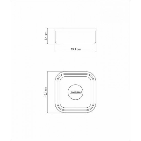 POTE TRAMONTINA FREEZINOX EM AÇO INOX QUADRADO COM TAMPA PLÁSTICA 19 CM 2,1 L