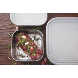 POTE TRAMONTINA FREEZINOX EM AÇO INOX QUADRADO COM TAMPA PLÁSTICA 19 CM 2,1 L