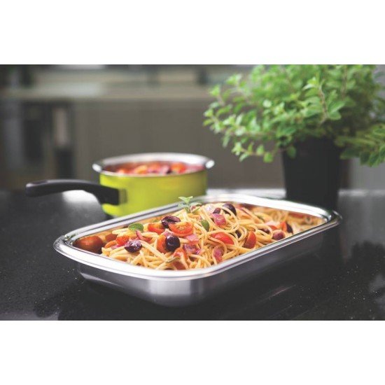 ASSADEIRA TRAMONTINA COSMOS RETANGULAR EM AÇO INOX 48 CM 5,8 L