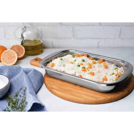 ASSADEIRA TRAMONTINA COSMOS RETANGULAR EM AÇO INOX 48 CM 5,8 L